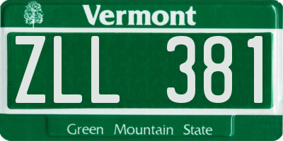 VT license plate ZLL381