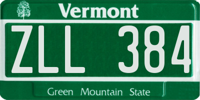 VT license plate ZLL384