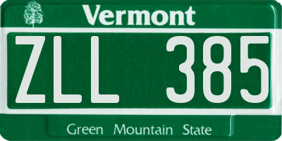 VT license plate ZLL385