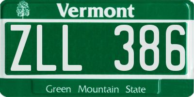 VT license plate ZLL386