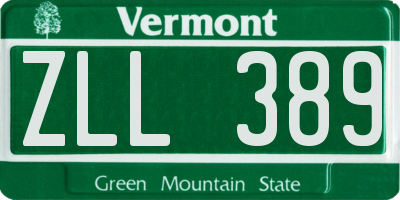 VT license plate ZLL389