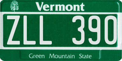 VT license plate ZLL390