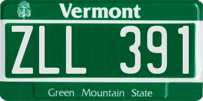 VT license plate ZLL391