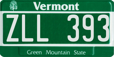 VT license plate ZLL393