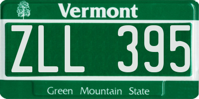 VT license plate ZLL395