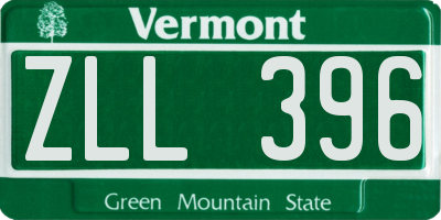 VT license plate ZLL396