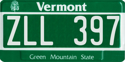 VT license plate ZLL397