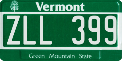 VT license plate ZLL399