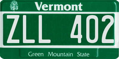 VT license plate ZLL402