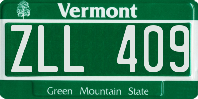 VT license plate ZLL409