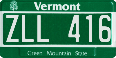 VT license plate ZLL416