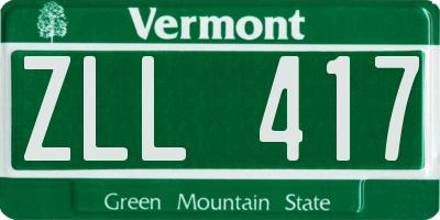 VT license plate ZLL417