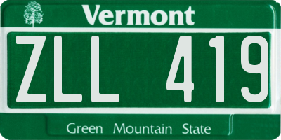 VT license plate ZLL419