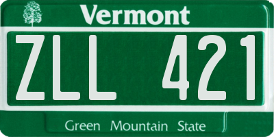 VT license plate ZLL421