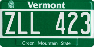 VT license plate ZLL423