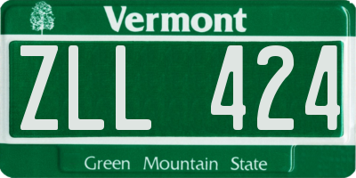 VT license plate ZLL424