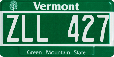VT license plate ZLL427