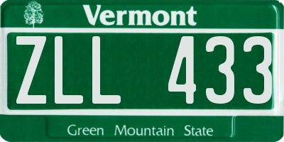 VT license plate ZLL433