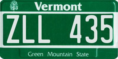 VT license plate ZLL435