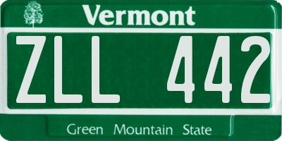VT license plate ZLL442