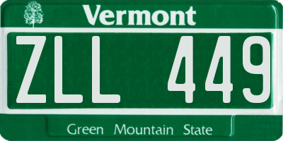 VT license plate ZLL449