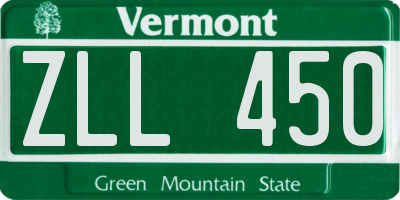 VT license plate ZLL450