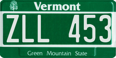 VT license plate ZLL453