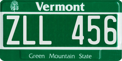 VT license plate ZLL456