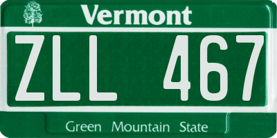 VT license plate ZLL467