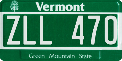 VT license plate ZLL470