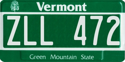 VT license plate ZLL472