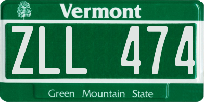 VT license plate ZLL474