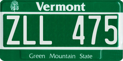 VT license plate ZLL475