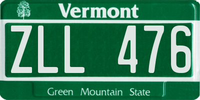 VT license plate ZLL476