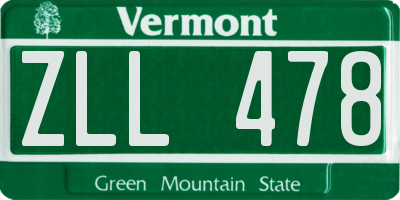 VT license plate ZLL478