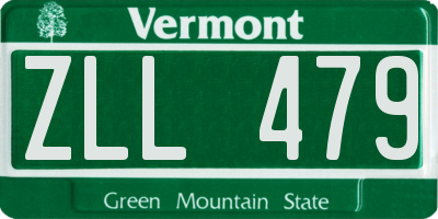 VT license plate ZLL479