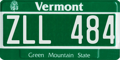 VT license plate ZLL484