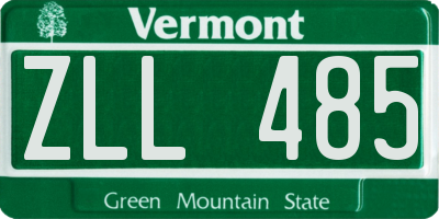VT license plate ZLL485