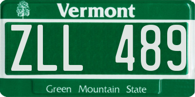 VT license plate ZLL489