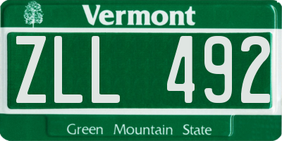 VT license plate ZLL492