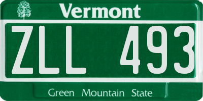VT license plate ZLL493