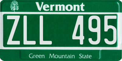 VT license plate ZLL495
