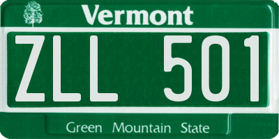 VT license plate ZLL501
