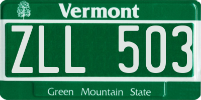 VT license plate ZLL503