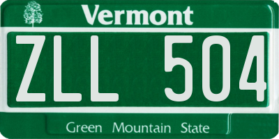 VT license plate ZLL504