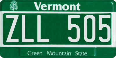 VT license plate ZLL505