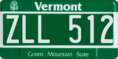 VT license plate ZLL512