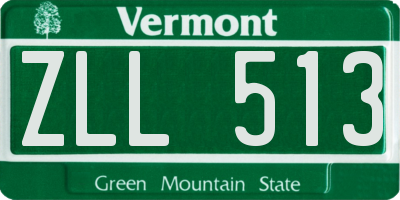 VT license plate ZLL513