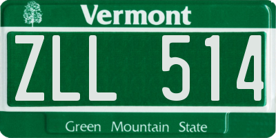 VT license plate ZLL514