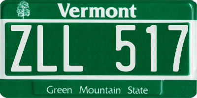 VT license plate ZLL517